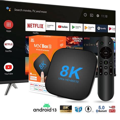 Android TV BOX Android13.0 voice remote control BT5.0 Dual WIFI Smart TV Box 16GB/32GB/64GB ...