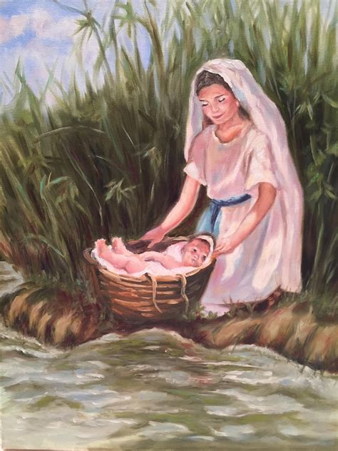 Moses and Miriam in the Bullrushes Biblical Art 14x18 Baby | Etsy