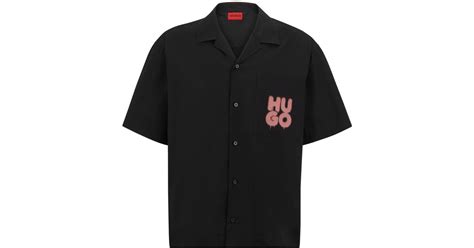 BOSS by HUGO BOSS Oversized-fit Shirt In Cotton With Graffiti-style Logos in Black for Men ...