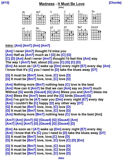 Madness - It Must be Love | Song lyrics and chords, Lyrics and chords ...