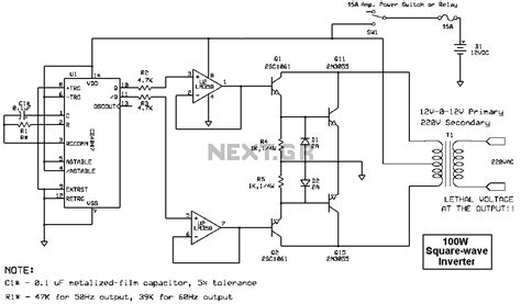 100Watt square wave inverter circuit under Repository-circuits -21474- : Next.gr