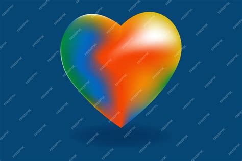 Premium Vector | 3d vector form of heart in rainbow heat map colors gradient on blue background