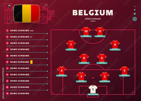 Vecteur Stock belgium line-up world Football 2022 qatar, cup tournament ...