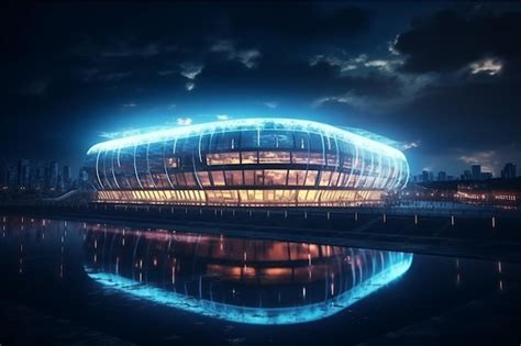 Premium AI Image | lights at night and football stadium