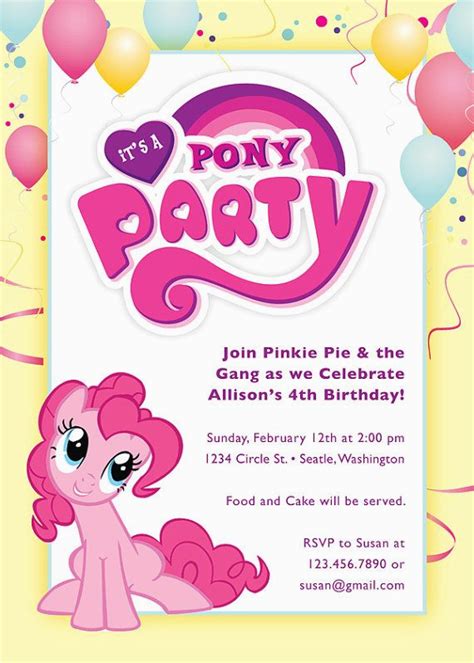 Pinkie Pie Birthday Invitations 1000 Images About Emi 39 S 3rd Birthday On Pinterest | BirthdayBuzz