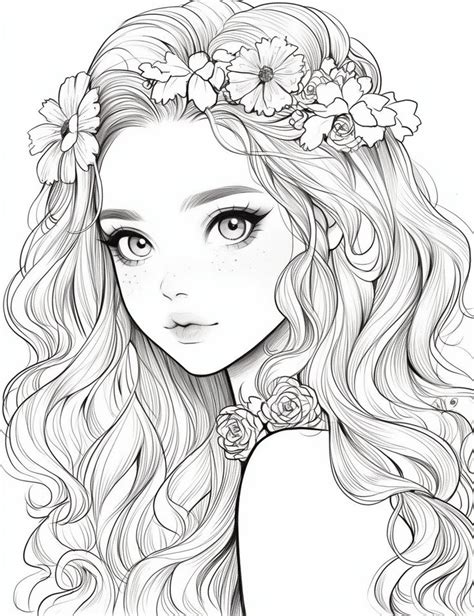 Flower Girl Coloring Page | Coloring pages, Manga coloring book, Color ...