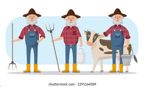 Happy Old Man Farmer Cartoon Character Stock Vector (Royalty Free) 1291164589 | Shutterstock