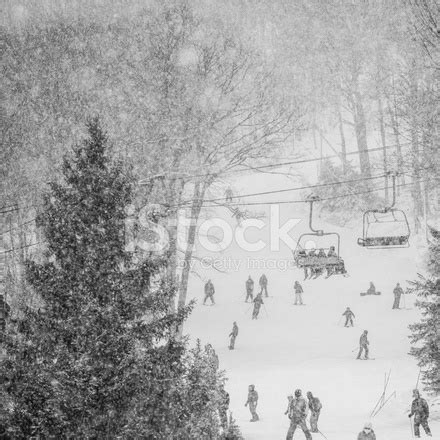 Bunny Slope At The Ski Resort Under Snowfall Stock Photo | Royalty-Free ...