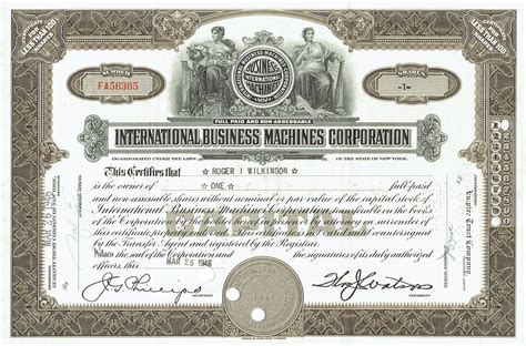 Internet Scripophily Museum of Computing: International Business Machines Corporation - IBM