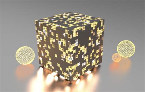 Wallpaper light, abstraction, rendering, abstract, light, cube, render, cube, wireframe ...