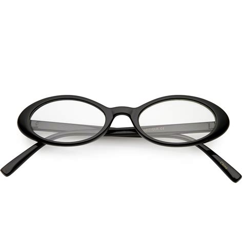 sunglass.la - Womens Small Oval Glasses Slim Arms Clear Lens 48mm (Black / Clear) - Walmart.com ...