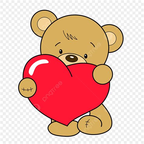 Bear Holding Heart Clipart Hd PNG, Vector Illustration Doodle Teddy ...