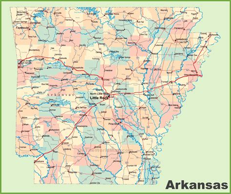 Arkansas road map - Ontheworldmap.com