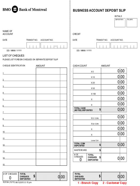 Bmo Deposit Slip - Fill Online, Printable, Fillable, Blank | pdfFiller