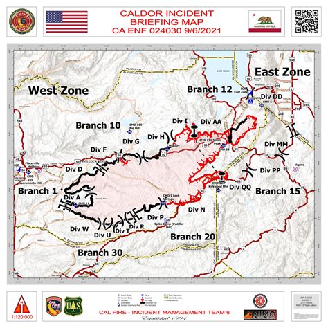 California Caldor Fire Briefing Map and Public Information Map for ...