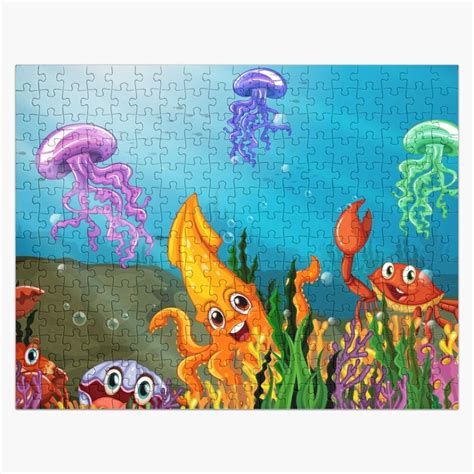 Cartoon Sea Animals Underwater Jigsaw Puzzle by Merch Gifts | Cartoon ...