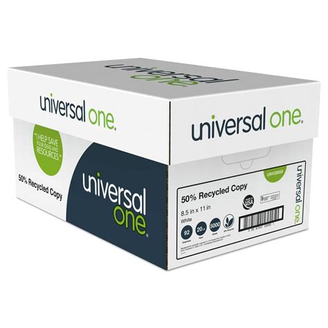 Universal 50% Recycled Copy Paper, 92 Bright, 20lb, 8.5 x 11, White ...