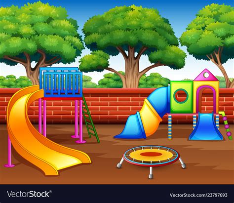 Kids playground with slides in the park Royalty Free Vector