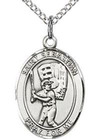 1" tall, Sterling Silver, St. Sebastian Baseball Medal, Your Choice of Chain, # 41107