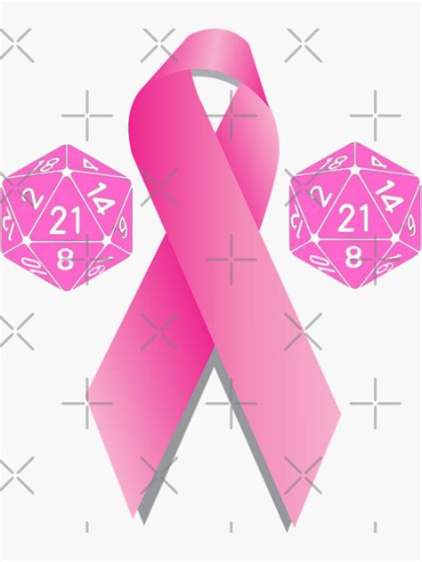 "Pink D21 Dice And Pink Cancer Ribbon" Sticker for Sale by AgelessGames | Redbubble