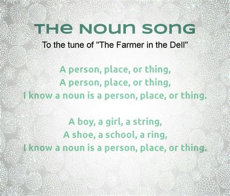 Noun song (elementary level) | Classroom songs, Noun song, Nouns