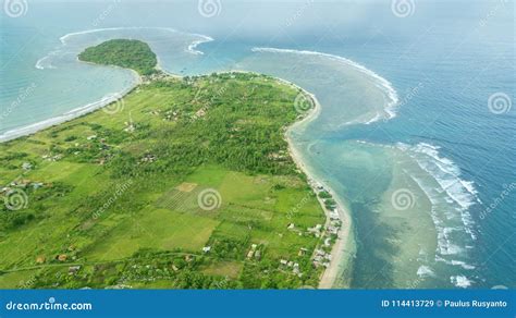 Beautiful Aerial View of Ujung Genteng Beach Stock Image - Image of ...