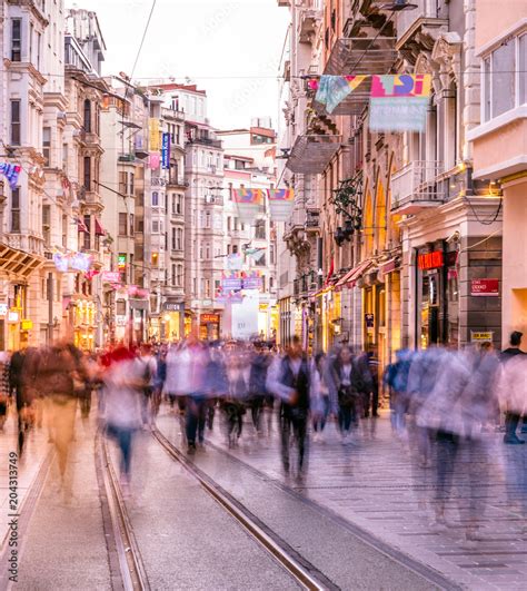 People walk at Istiklal street in Istanbul Stock Photo | Adobe Stock