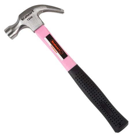 Pink 12oz Fiberglass Claw Hammer With Comfort Grip Handle And Curved Rip Claw By Stalwart ...