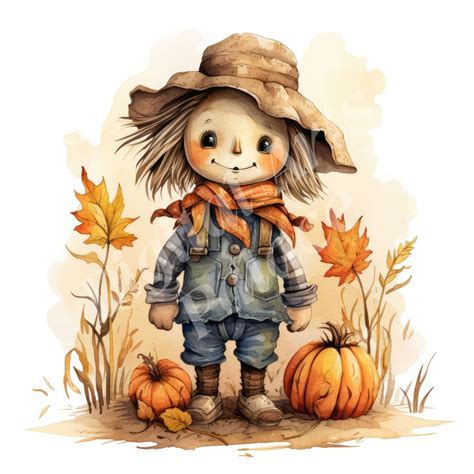 Cute Scarecrow Clipart Bundle Fall Autumn Thanksgiving - Etsy