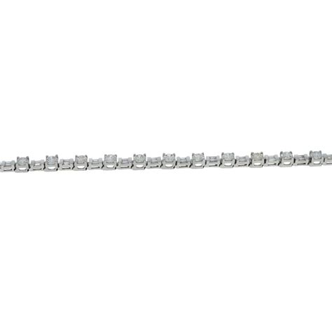 Platinum Rounds and Baguettes Diamond Tennis Bracelet at 1stDibs