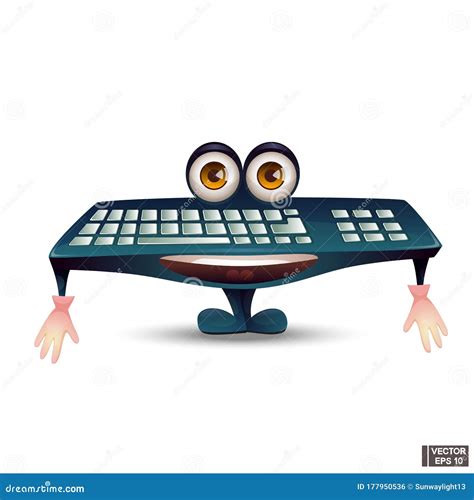 Cartoon Character Computer Keyboard with Big Eyes Stock Illustration ...