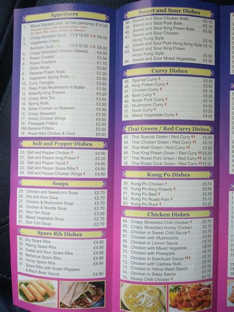 Menu at Mayflower Chinese fast food, Keith