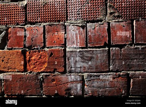 Background of graphic damaged brick wall pattern texture. Great for graffiti inscriptions Stock ...