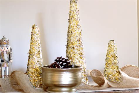 DIY Glitter and Gold Christmas Tree Decor - PinkWhen