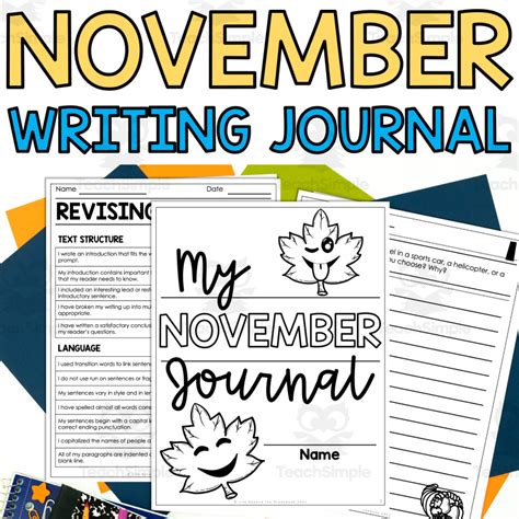 My November Journal: Creative Writing Prompts by Teach Simple