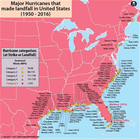 US Hurricane Map | Major Hurricanes in USA