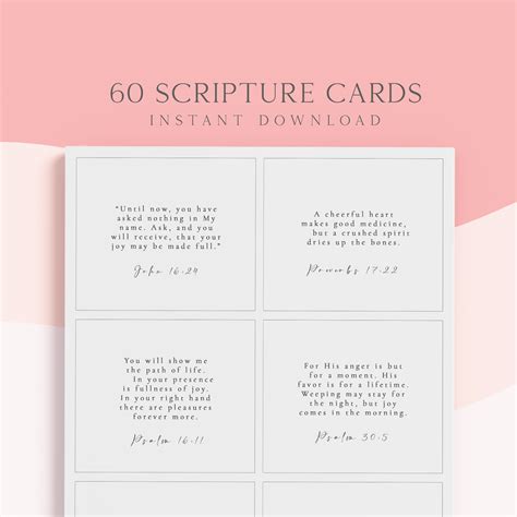 60 Scripture Cards, Memory Verses, Bible Verse Cards, Minimalist Scripture Cards, Encouraging ...