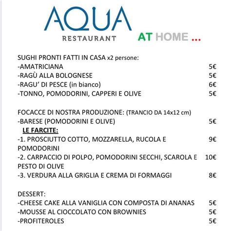 Menu da Aqua Restaurant, Merano