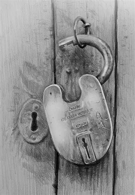 Lock on Barn Door Drawing by William Hay