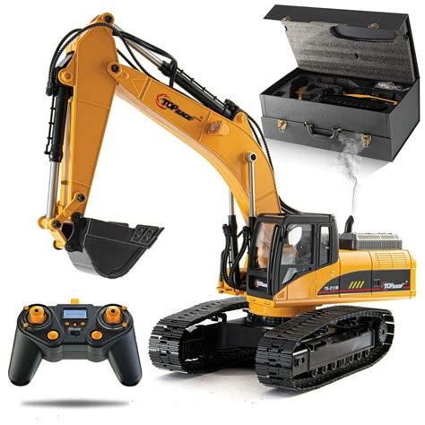 Top Race 23 Channel Remote Control Excavator Toy Construction Vehicle RC Tractor, Full Metal ...