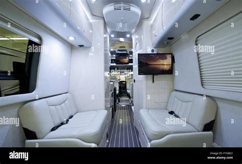Luxury Class B Motorhome. Elegant and Modern, Light RV Interior. Recreational Vehicle Stock ...