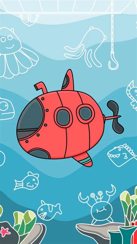 Submarine Fish Art Wallpaper | Loonaz