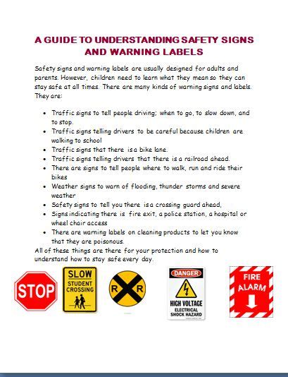 Safety Signs and Warning Labels- with "How to get help in case of an ...