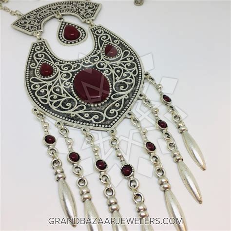 Customize & Buy Fashion Turkish Zamak Statement Necklace Red Agate Online at Grand Bazaar ...