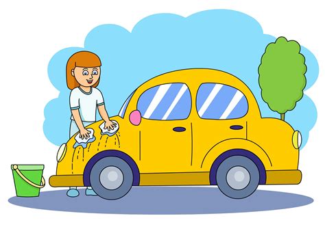 Clipart of a Girl Washing Here Car | Clip art, Car cartoon, Car cleaning