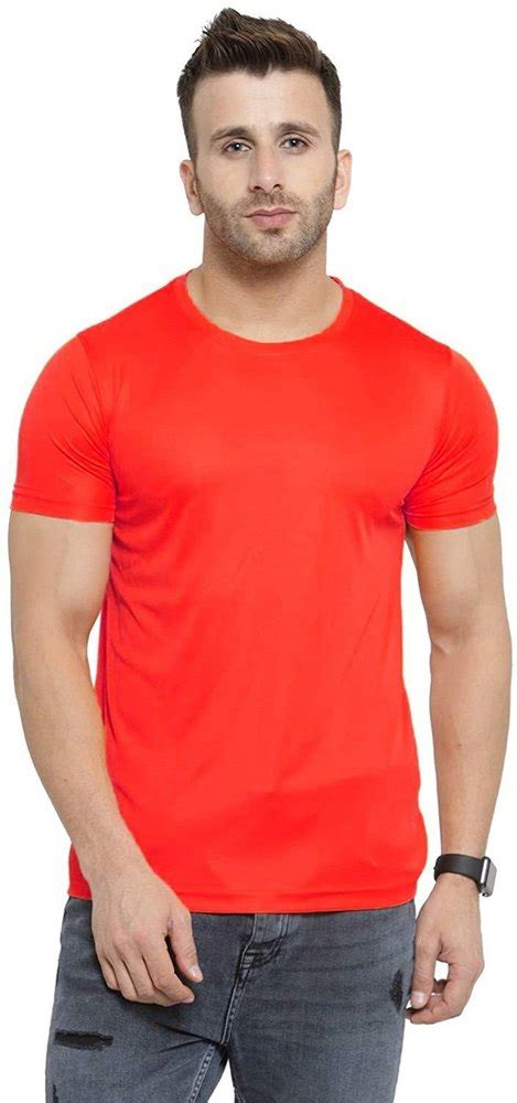 Dry fit Nylon Promotional Men Orange Plain T Shirt, Round Neck at Rs 55 in Jaipur