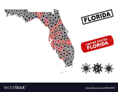 Coronavirus mosaic florida map with distress Vector Image