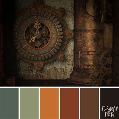 Steampunk Inspired Color Palettes - Delightful Paths | Rustic color palettes, Steampunk color ...