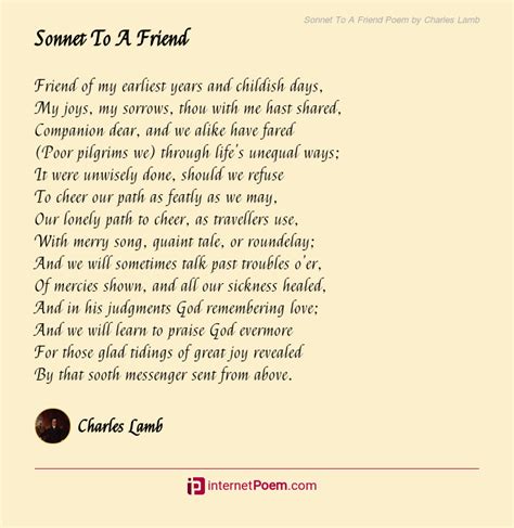 Sonnet To A Friend Poem by Charles Lamb