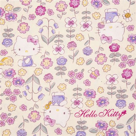 Remnant (43 x 109 cm) - cream Sanrio Hello Kitty flower garden oxford fabric - modeS4u